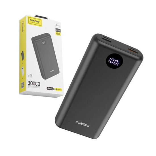 FONENG POWER BANK Q30 PD+QC 22.5W 30000MAH BLACK FONENG POWER BANK Q30 PD+QC 22.5W 30000MAH BLACK